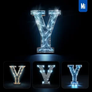 Midjourney Prompt Y Letter Glass Crystal 3D Transparent