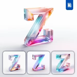 Midjourney Prompt Z 3D Letter Glass C4D Transparent Crystal