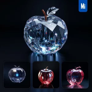 Midjourney Prompt Apple Glass Crystal 3D Transparent
