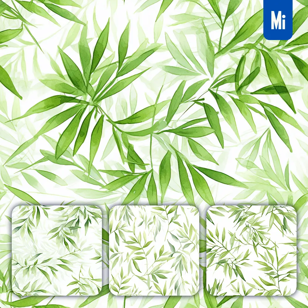 Midjourney Prompt Bamboo Leaves Leaf Cute Painting Watercolor Ink Drawing Pattern