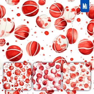 Midjourney Prompt Basketball Cute Painting Watercolor Ink Drawing Pattern