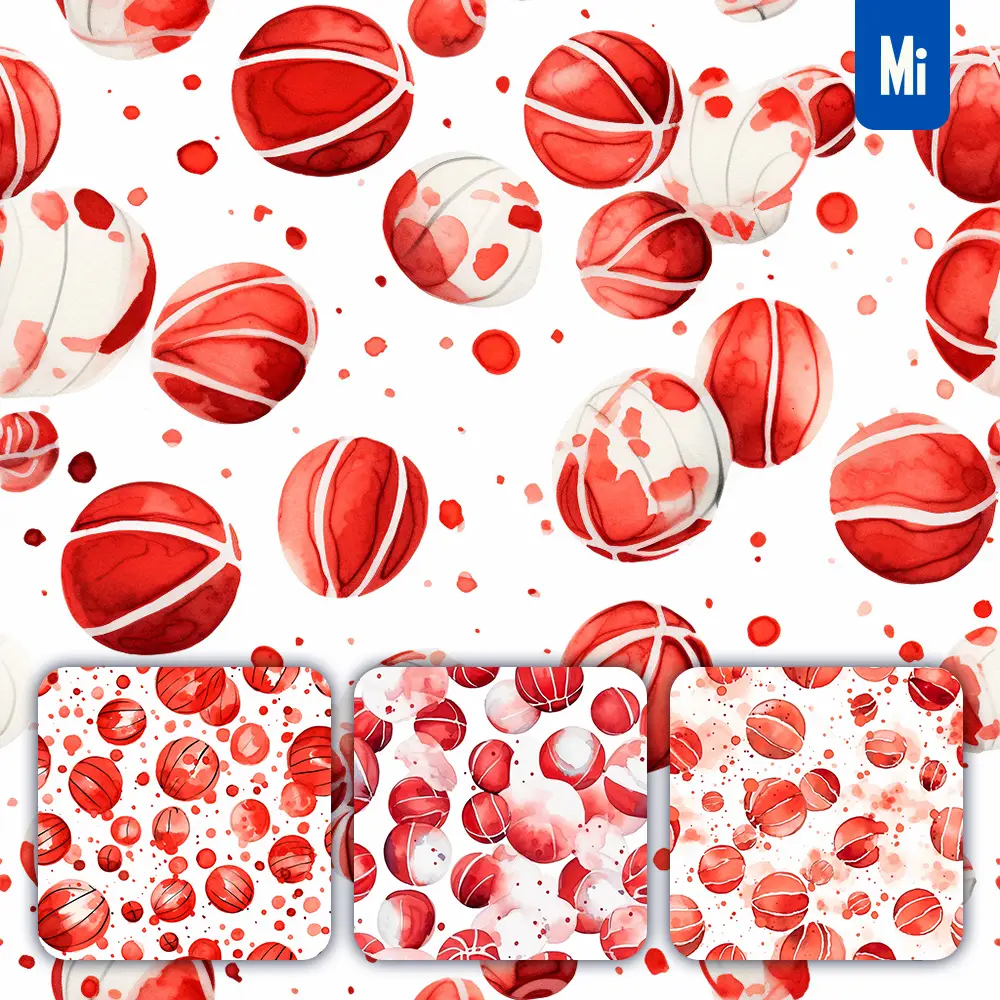 Midjourney Prompt Basketball Cute Painting Watercolor Ink Drawing Pattern