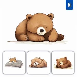 Midjourney Prompt Bear Sleeping Sleep Cartoon Illustration Drawing