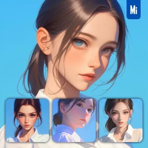 Midjourney Prompt Beautiful Girl Woman Hair Ponytail Female Office Lady Portrait Cartoon Painting