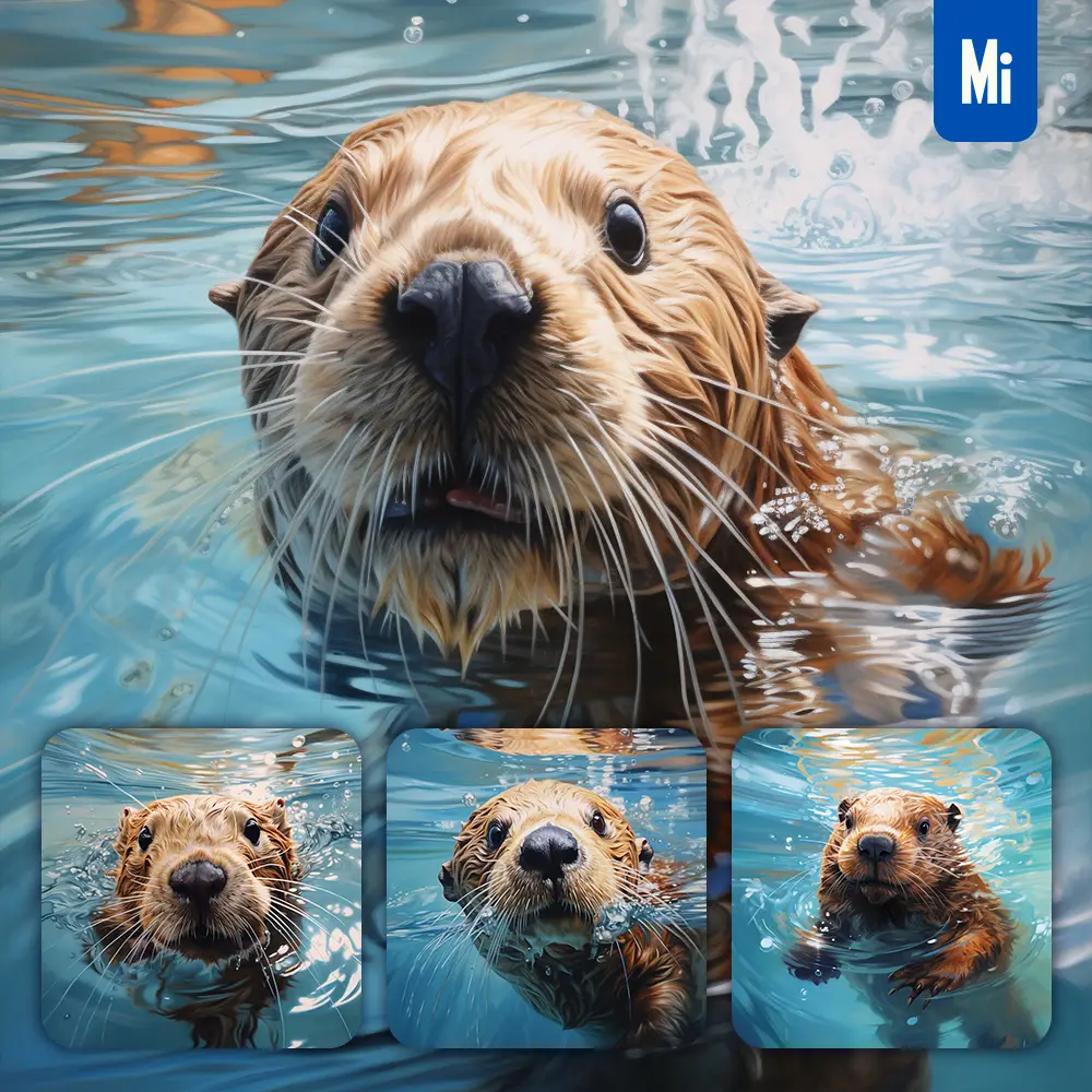 Midjourney Prompt Beaver Ocean Swimming Underwater Sea Face Oil Painting
