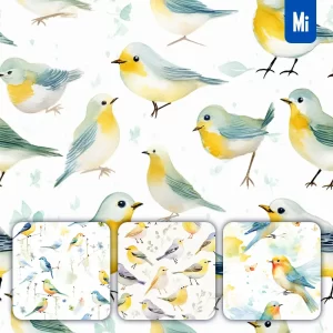 Midjourney Prompt Bird Cute Painting Watercolor Ink Drawing Pattern