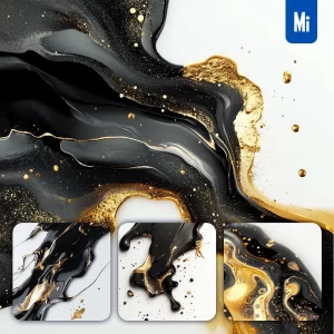 Midjourney Prompt Black Ink Golden Paste Water Painting Wallpaper Abstract Liquid Photography