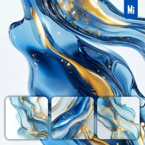 Midjourney Prompt Blue Golden Paste Water Painting Wallpaper Abstract Liquid Photography