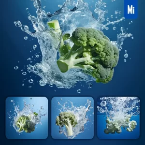 Midjourney Prompt Broccoli Underwater Splash Water Spray Photography