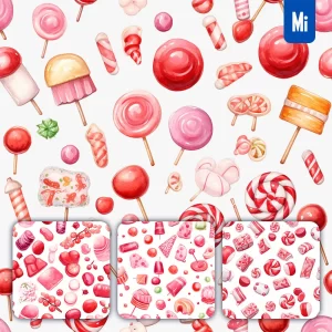 Midjourney Prompt Candy Sweets Cute Painting Watercolor Ink Drawing Pattern
