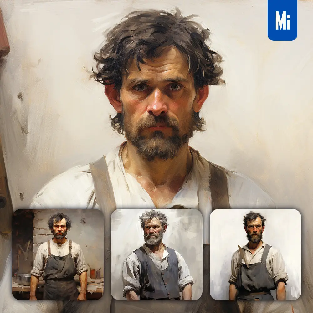 Midjourney Prompt Carpenter Weaver Renaissance Medieval Primitive Portrait Oil Painting