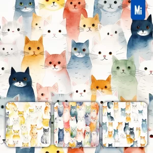 Midjourney Prompt Cat Cute Painting Watercolor Ink Drawing Pattern