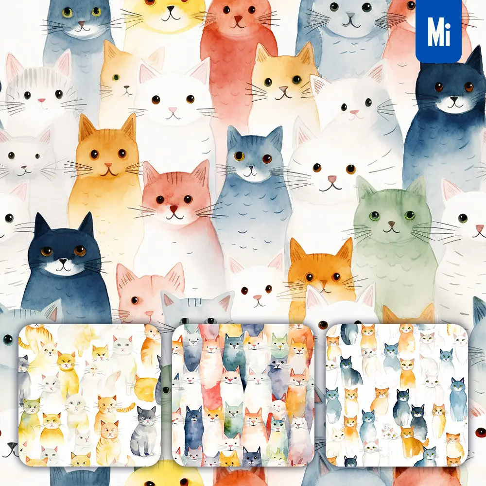 Midjourney Prompt Cat Cute Painting Watercolor Ink Drawing Pattern