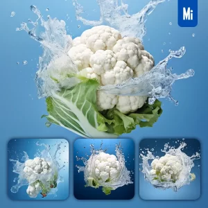 Midjourney Prompt Cauliflower Underwater Splash Water Spray Photography