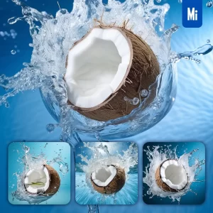Midjourney Prompt Coconut Underwater Splash Water Spray Photography