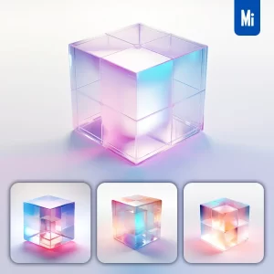 Midjourney Prompt Cube Icon UI Design C4D Glass 3D Model