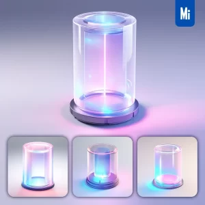 Midjourney Prompt Cylinder Icon UI Design C4D Glass 3D Model