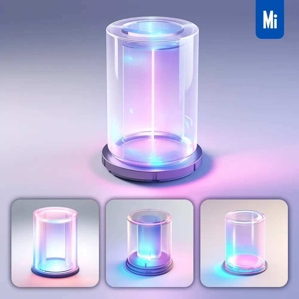 Midjourney Prompt Cylinder Icon UI Design C4D Glass 3D Model