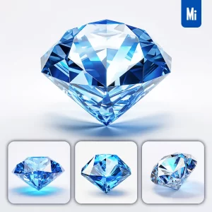 Midjourney Prompt Diamond White Blue C4D 3D Icon Cartoon