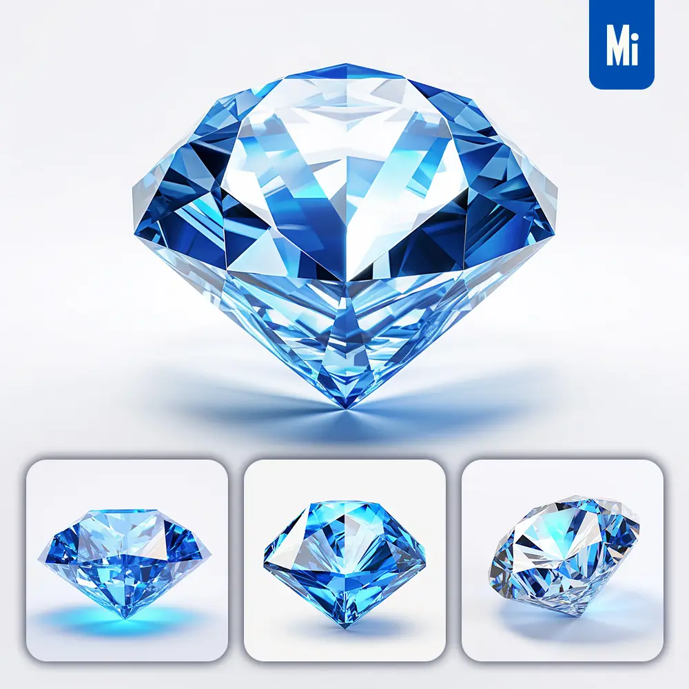 Midjourney Prompt Diamond White Blue C4D 3D Icon Cartoon
