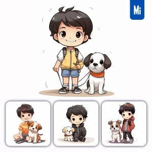 Midjourney Prompt Dog Boy Cartoon Illustration Drawing