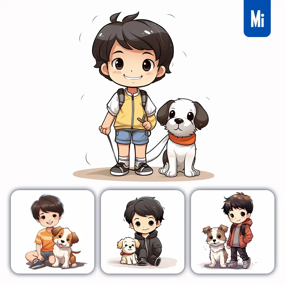 Midjourney Prompt Dog Boy Cartoon Illustration Drawing