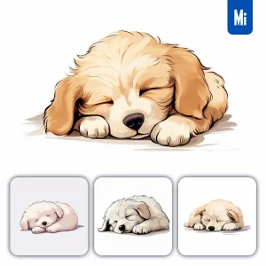 Midjourney Prompt Dog Puppy Sleeping Sleep Cartoon Illustration Drawing
