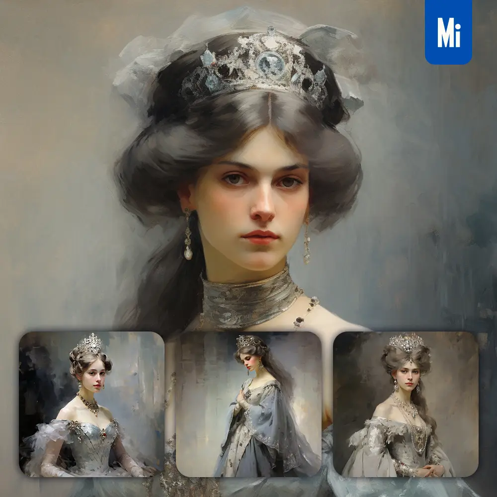 Midjourney Prompt Duchess Countess Renaissance Medieval Primitive Portrait Oil Painting