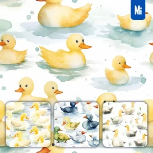 Midjourney Prompt Duck Cute Painting Watercolor Ink Drawing Pattern