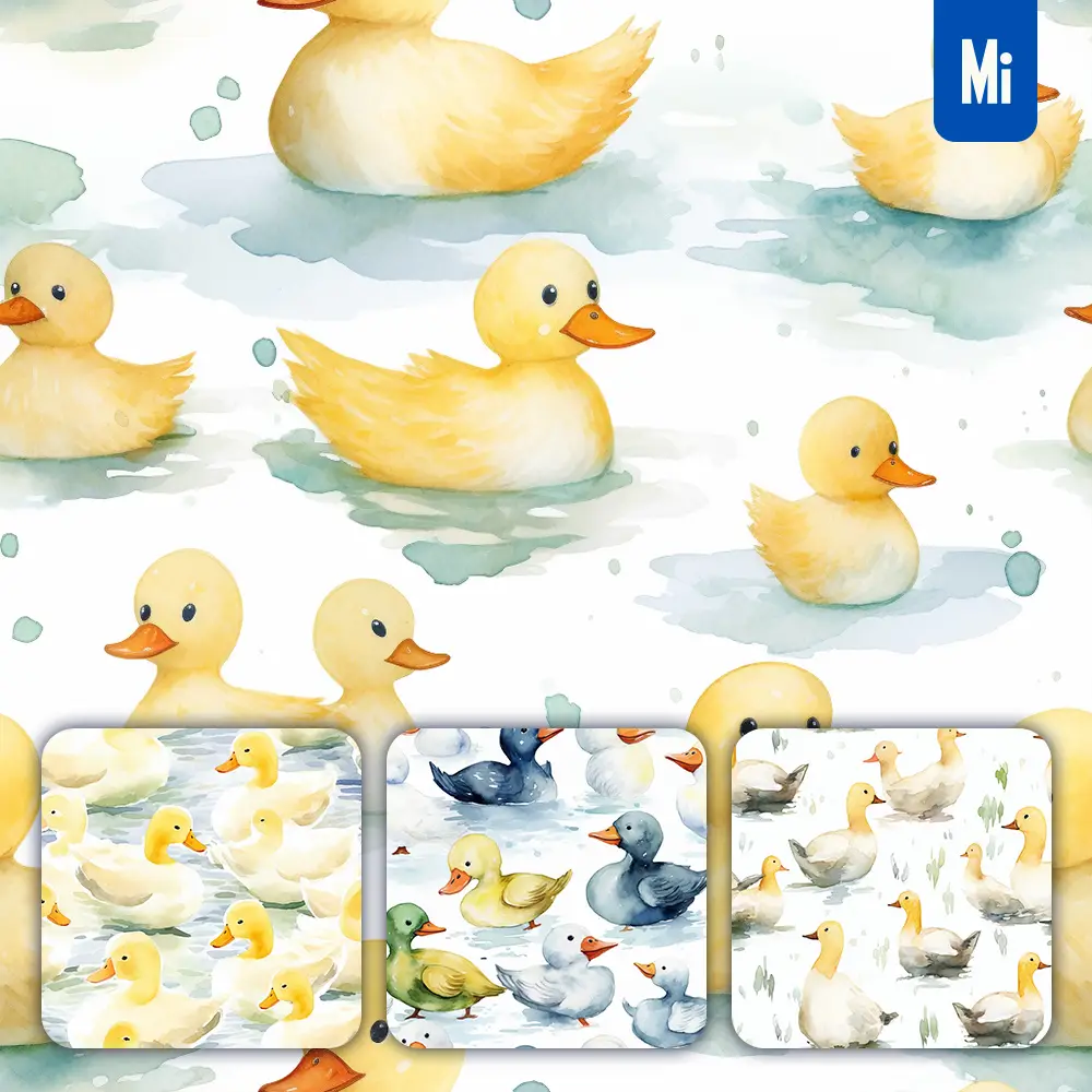 Midjourney Prompt Duck Cute Painting Watercolor Ink Drawing Pattern