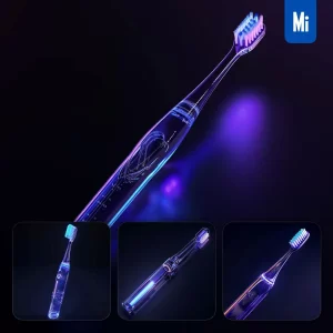 Midjourney Prompt Electric Toothbrush 3D Blue Transparent Structure