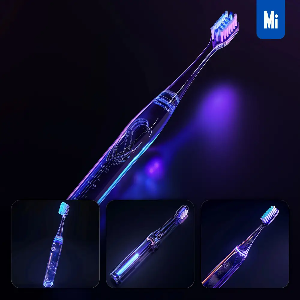 Midjourney Prompt Electric Toothbrush 3D Blue Transparent Structure
