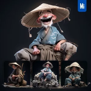 Midjourney Prompt Farmer Poor Cute 3D Cartoon IP Character C4D Animation