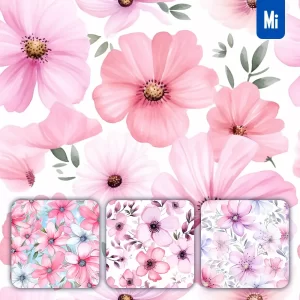 Midjourney Prompt Flowers Pink Cute Painting Watercolor Ink Drawing Pattern