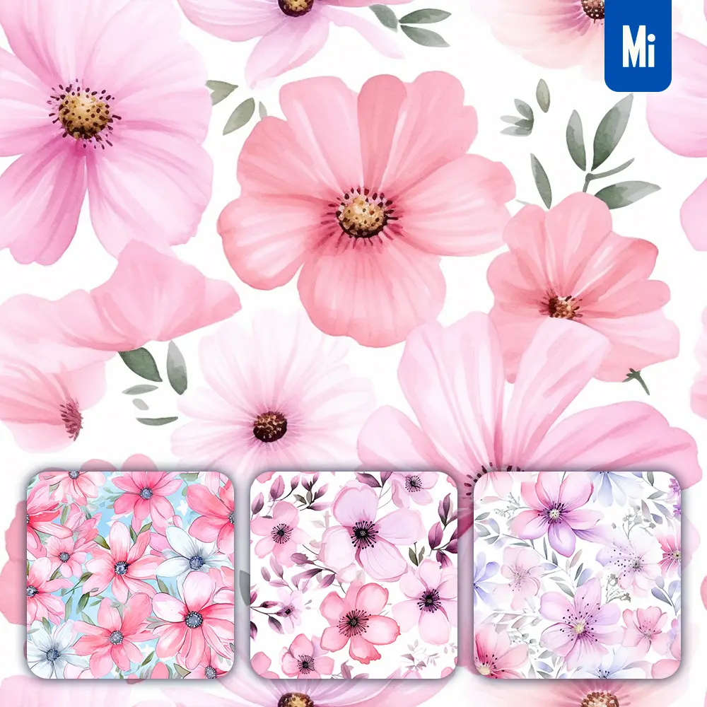 Midjourney Prompt Flowers Pink Cute Painting Watercolor Ink Drawing Pattern