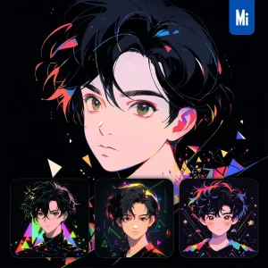 Midjourney Prompt Front Boy Cartoon Japanese Animation Portrait Vector Illustration Art Colorful