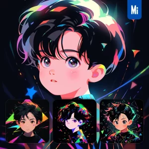 Midjourney Prompt Front Cute Boy Children Cartoon Japanese Animation Portrait Vector Illustration Art Colorful
