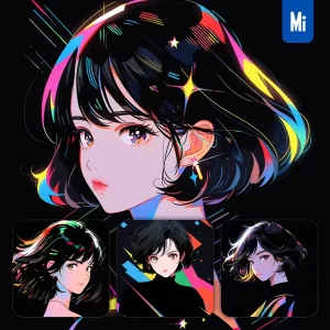 Midjourney Prompt Front Girl Woman Cartoon Japanese Animation Portrait Vector Illustration Art Colorful