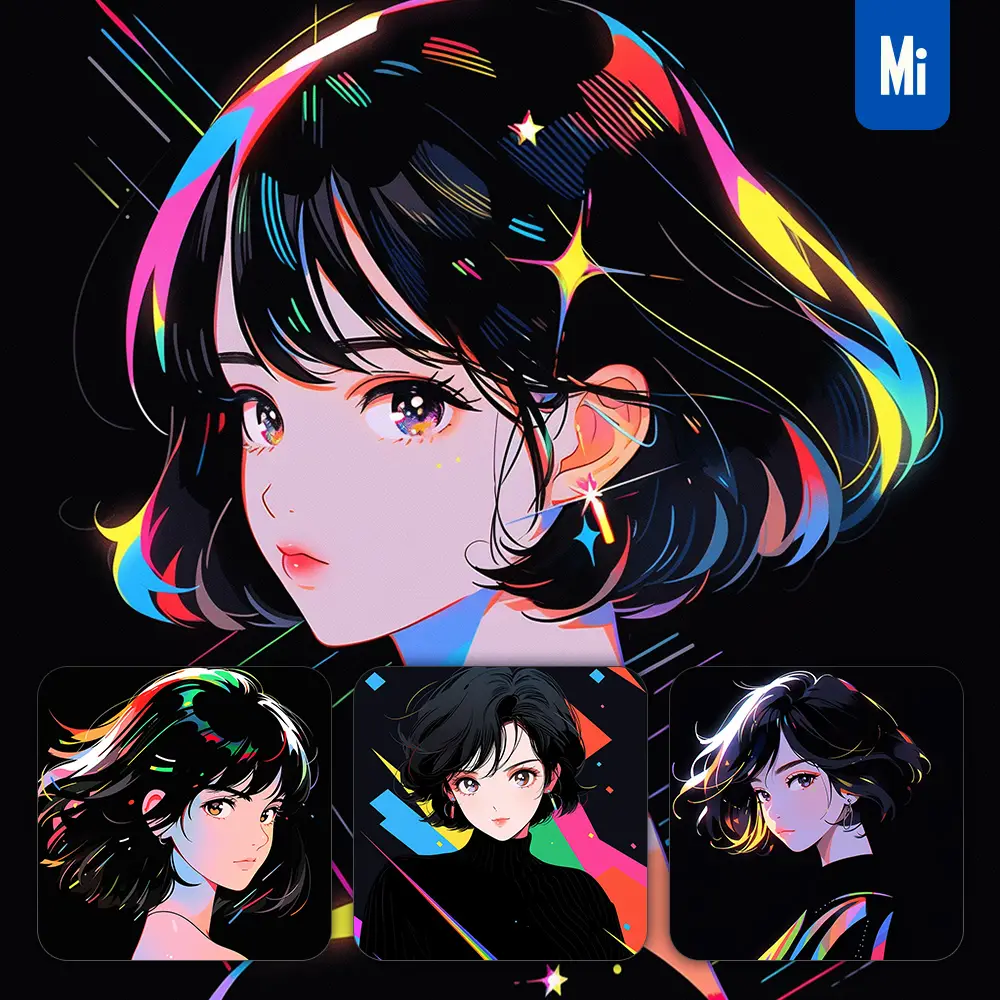 Midjourney Prompt Front Girl Woman Cartoon Japanese Animation Portrait Vector Illustration Art Colorful
