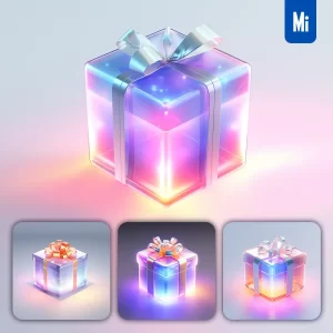 Midjourney Prompt Gift Box Icon UI Design C4D Glass 3D Model
