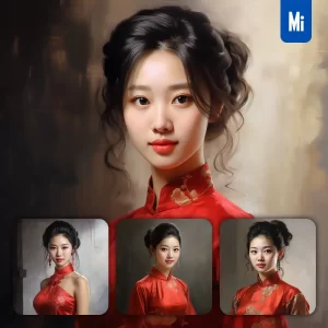 Midjourney Prompt Girl Lady Woman Qipao Cheongsam Chinese Portrait Oil Painting