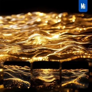 Midjourney Prompt Golden Water Surface Lighting Flow Sea Wave Background Abstract Wallpaper