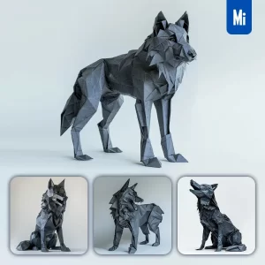 Midjourney Prompt Grey Wolf Paper Folding Origami Art