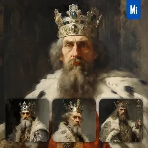 Midjourney Prompt King Imperial Crown Renaissance Medieval Primitive Portrait Oil Painting