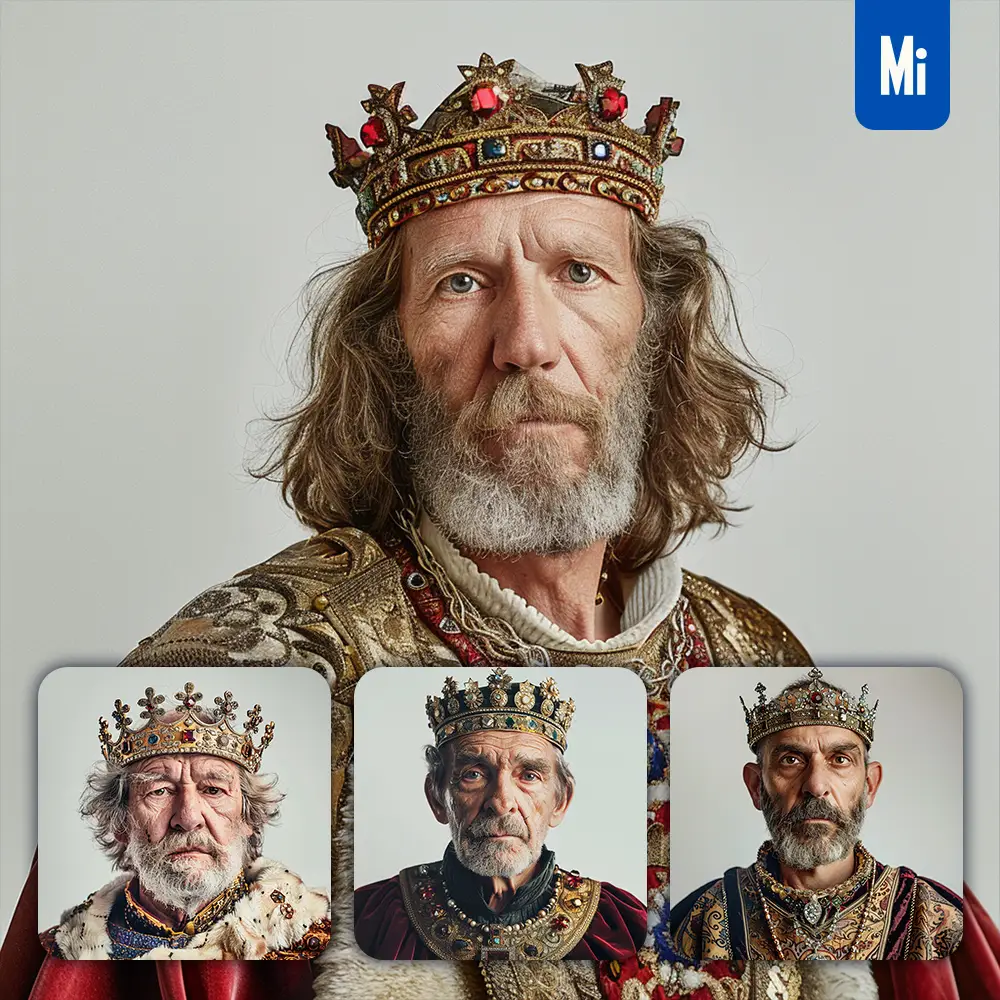 Midjourney Prompt King Senile Gerontal Renaissance Medieval Primitive Portrait Photography