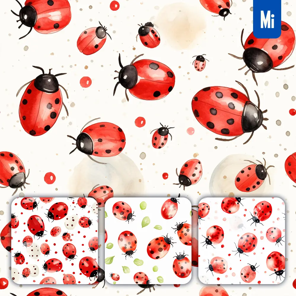 Midjourney Prompt Ladybird Cute Painting Watercolor Ink Drawing Pattern