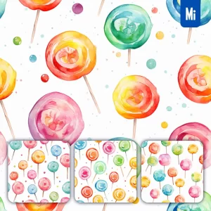 Midjourney Prompt Lollipop Cute Painting Watercolor Ink Drawing Pattern