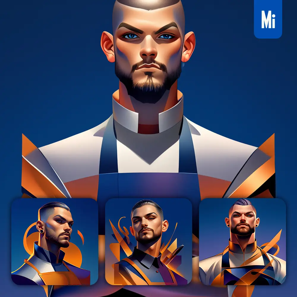 Midjourney Prompt Male Chef Chief Cook Man Abstract Portrait Cartoon Painting Illustration