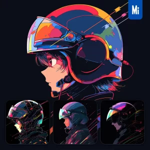 Midjourney Prompt Male Pilot Side Cartoon Japanese Animation Portrait Vector Illustration Art Colorful