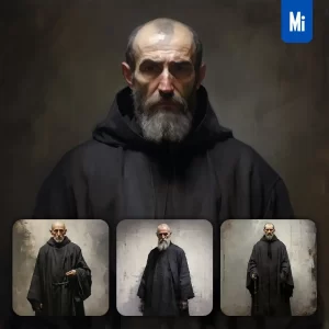 Midjourney Prompt Monk Priest Renaissance Medieval Primitive Portrait Oil Painting
